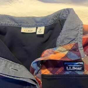 L.L. Bean Navy and Plaid Flannel Shirt
